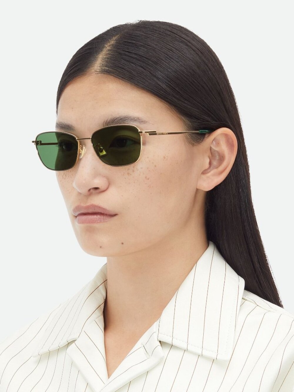 NEW BOTTEGA VENETA SUNGLASSES BV1300S 002 WOMEN GOLD/GREEN EYEWEAR